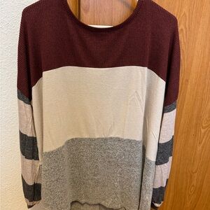 Maurices Burgundy and Cream Knit Sweater